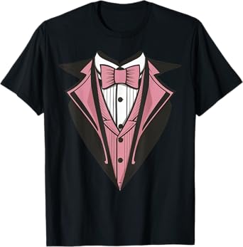 Kids Adult Pink Tuxedo, Toddler Tux Costume Youth Tux T-Shirt