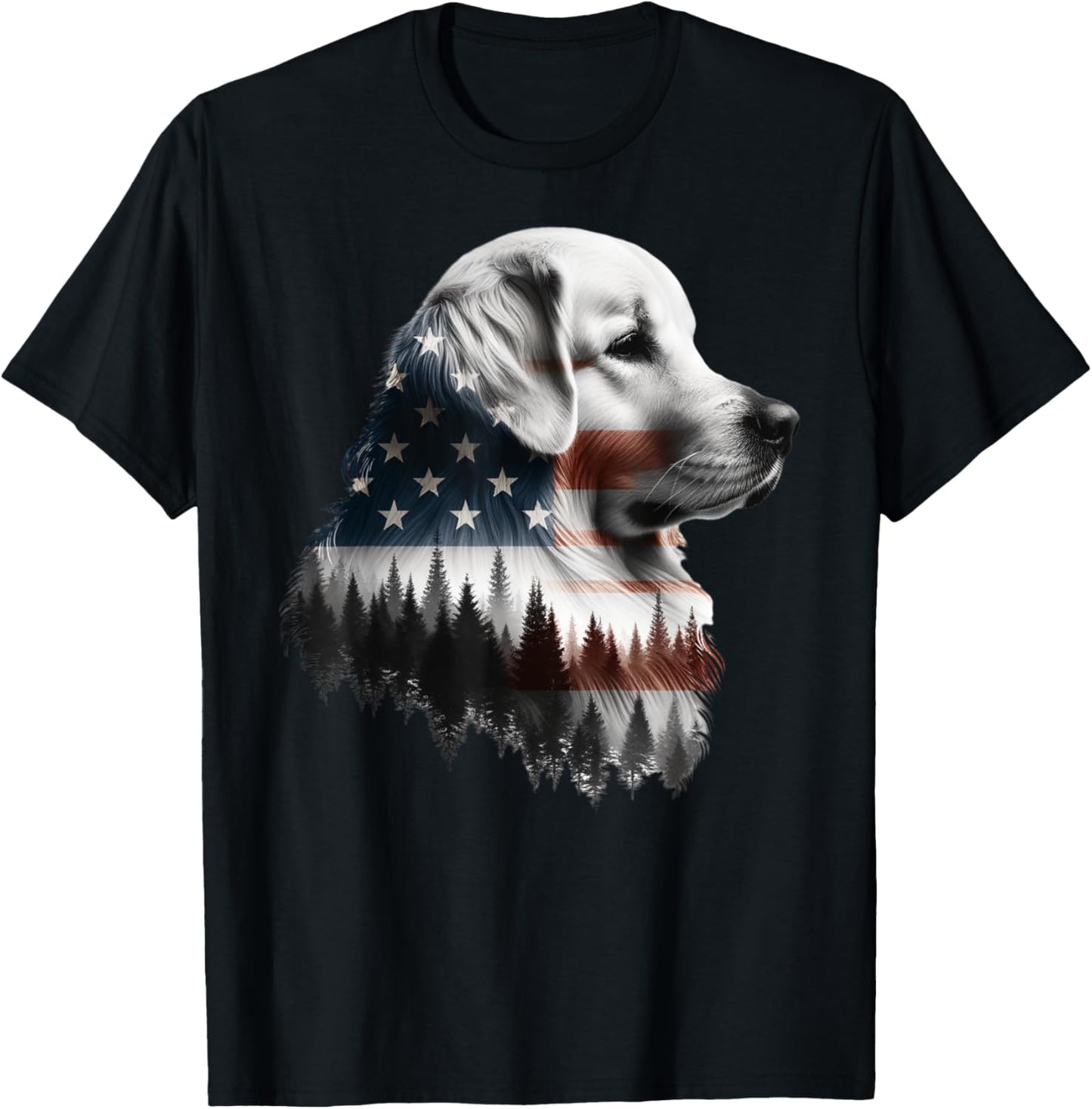 American Flag Patriotic Golden Retriever T-shirt