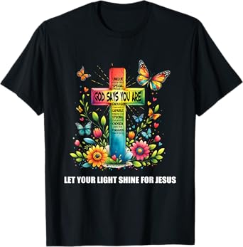 Christian Glow-For Jesus Let Your Light Shine Faith Cross T-Shirt