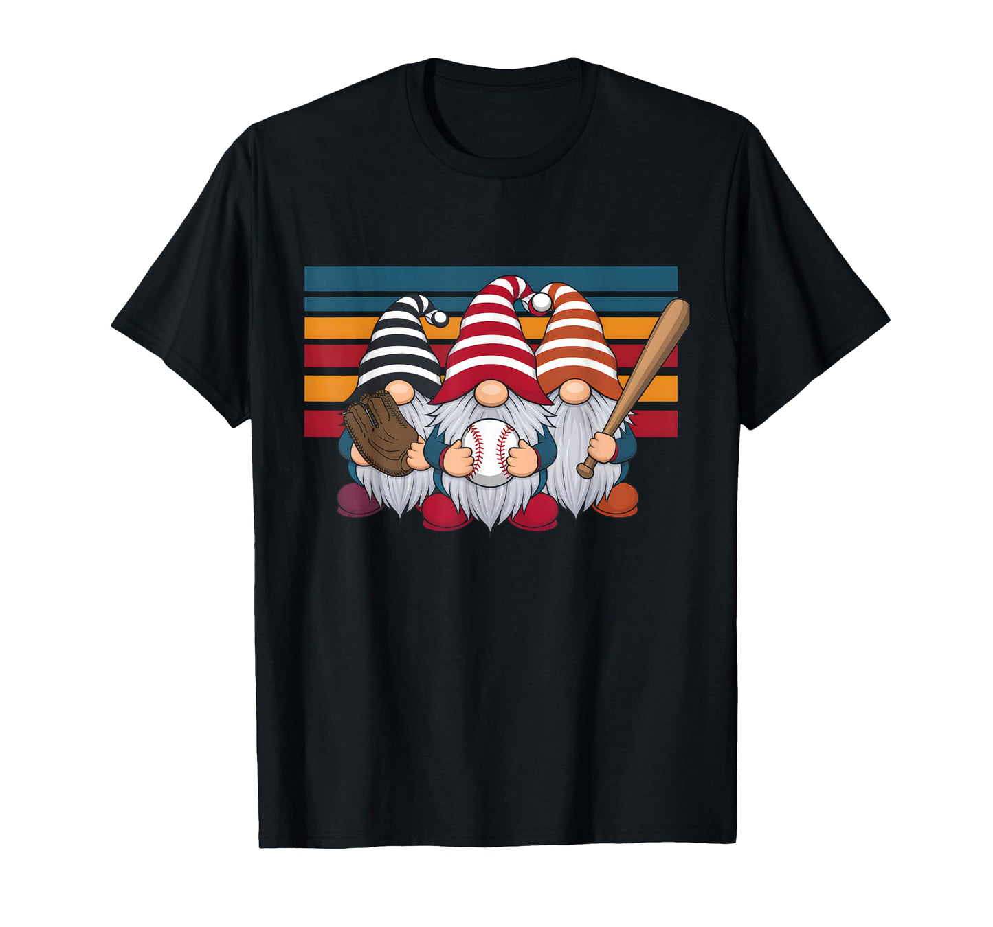 Three Baseball Gnomes Sport Lover Gnome Player Family Fan T-Shirt