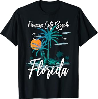 Family Vacation Retro Sunset Florida Panama City Beach Men Women Girls Kids T-Shirt