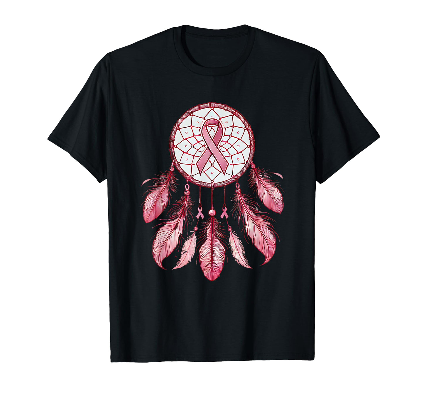 Pink Ribbon Native Indian DreamCatcher Art Breast Cancer T-Shirt