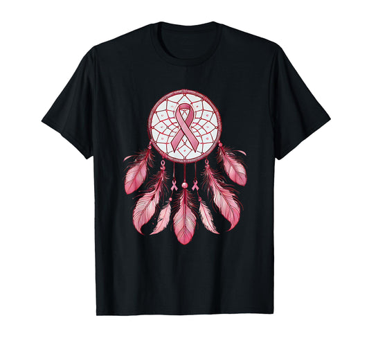 Pink Ribbon Native Indian DreamCatcher Art Breast Cancer T-Shirt