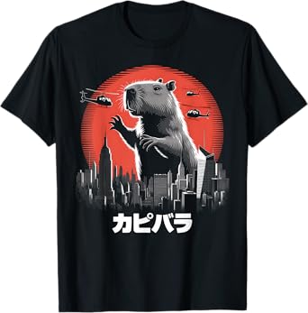 Capybara Kaiju Monster City Funny Humorous Giant T-Shirt