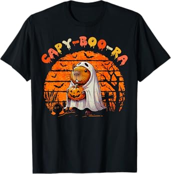 Capy-Boo-Ra Cute Capybara Boo Ghost Funny Cappy Halloween T-Shirt