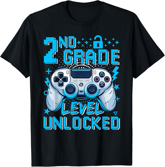 2nd Grade Level Unlocked Video Game First Day Kids Tee by TeeBrew