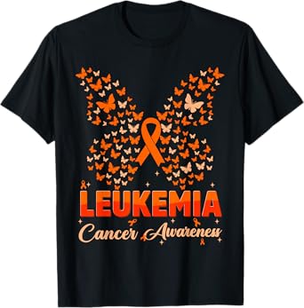 Ribbon Butterfly Leukemia Cancer Awareness Men Women T-Shirt
