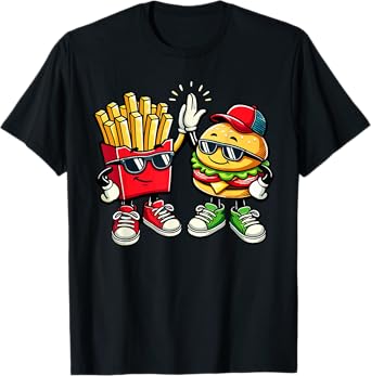 Hamburger Fries High Five | Cool Fun Combo Snacks Funny T-Shirt