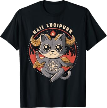 Hail Lucipurr Devil Cat Lover Pentagram Satan Cute Baphomet T-Shirt for Men Women