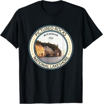 Pictured Rocks National Lakeshore Michigan Badge Vintage T-Shirt
