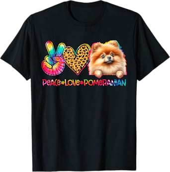 Peace Love Pomeranian Tie Dye Dog Lover T-Shirt