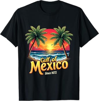 Retro Gulf of Mexico Since 1672 Vintage Sunset Beach Costume T-Shirt