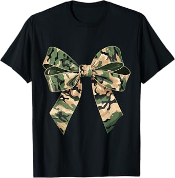 Camouflage Camo Bow Girls Camo Coquette Bow Hunting Women T-Shirt