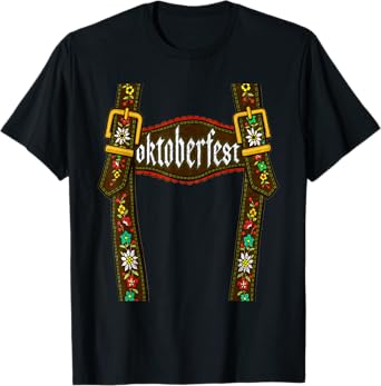 Lederhosen Suspenders Tee Oktoberfest Bavarian Munich Beer T-Shirt