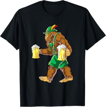 Bigfoot Lederhosen Shirt Oktoberfest Men Prost Beer Mug T-Shirt