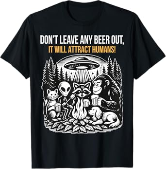 Funny Camping Campsite Black Bear Wilderness and Beer T-Shirt