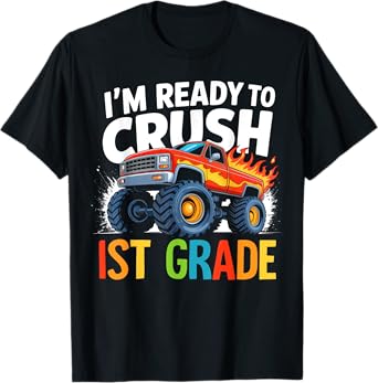 Ready To Crush 1st Grade Boys Monster Truck Back To School T-Shirt