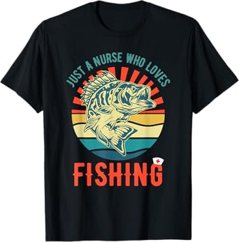 Just a Nurse Who Loves Fishing Retro Fisherman Gifts T-Shirt