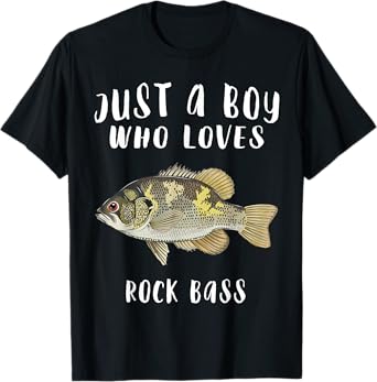 Just A Boy Who Loves Rock Bass Fish Lover T-Shirt