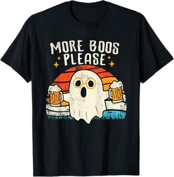 Retro More Boos Please Ghost Beer Halloween Costume Men Boys T-Shirt