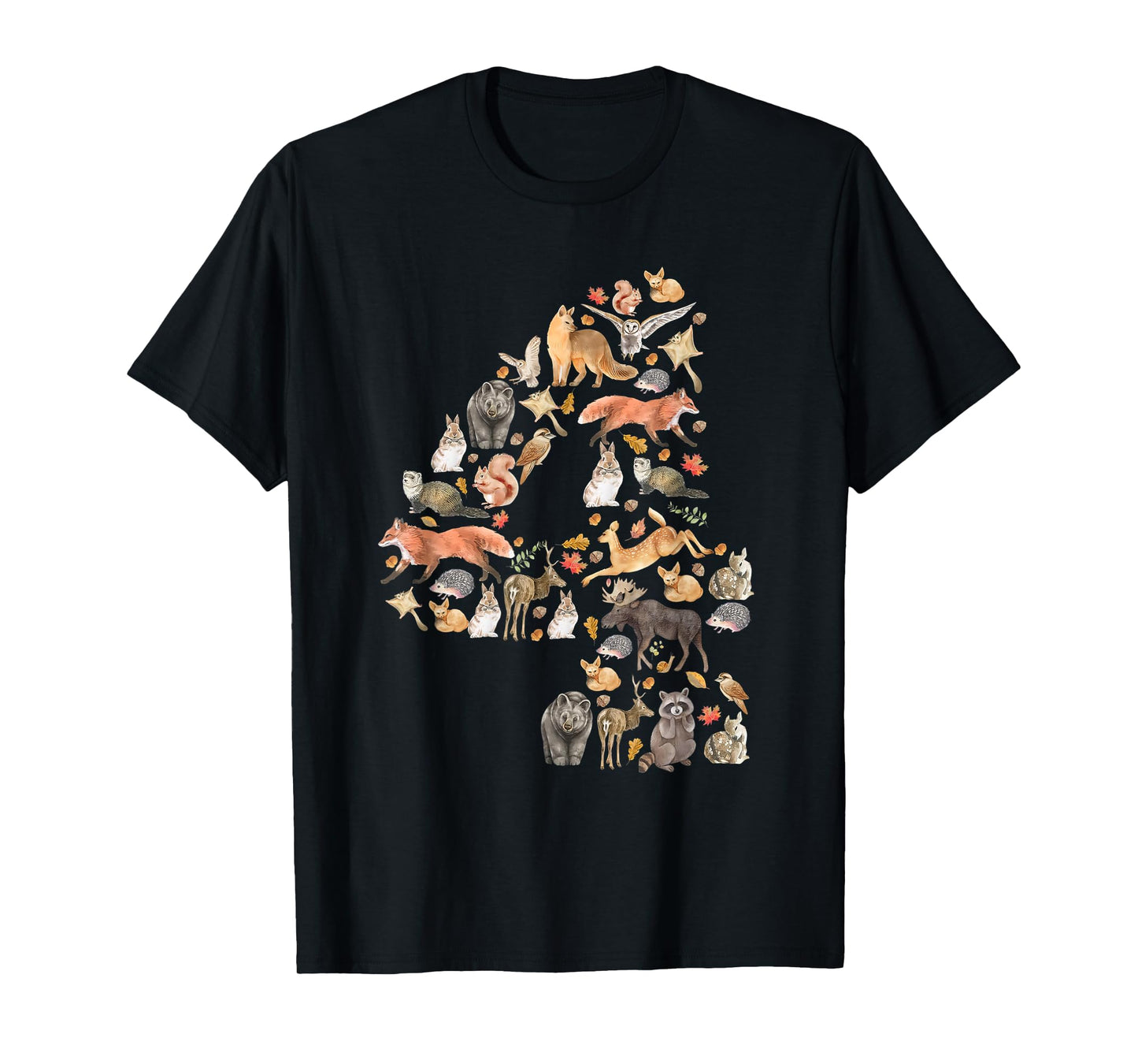 Happy 4th Birthday Forest Animals Nature Wildlife Woodland T-Shirt