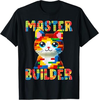 Master Builder Block Building Toy Kids Girls Cat Lover T-Shirt