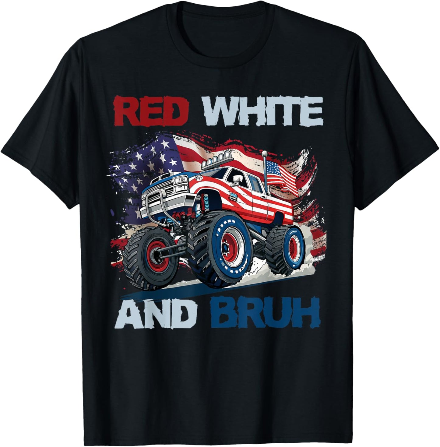 4th Of July Monster Truck American Flag Kids Boys Patriotic T-shirt
