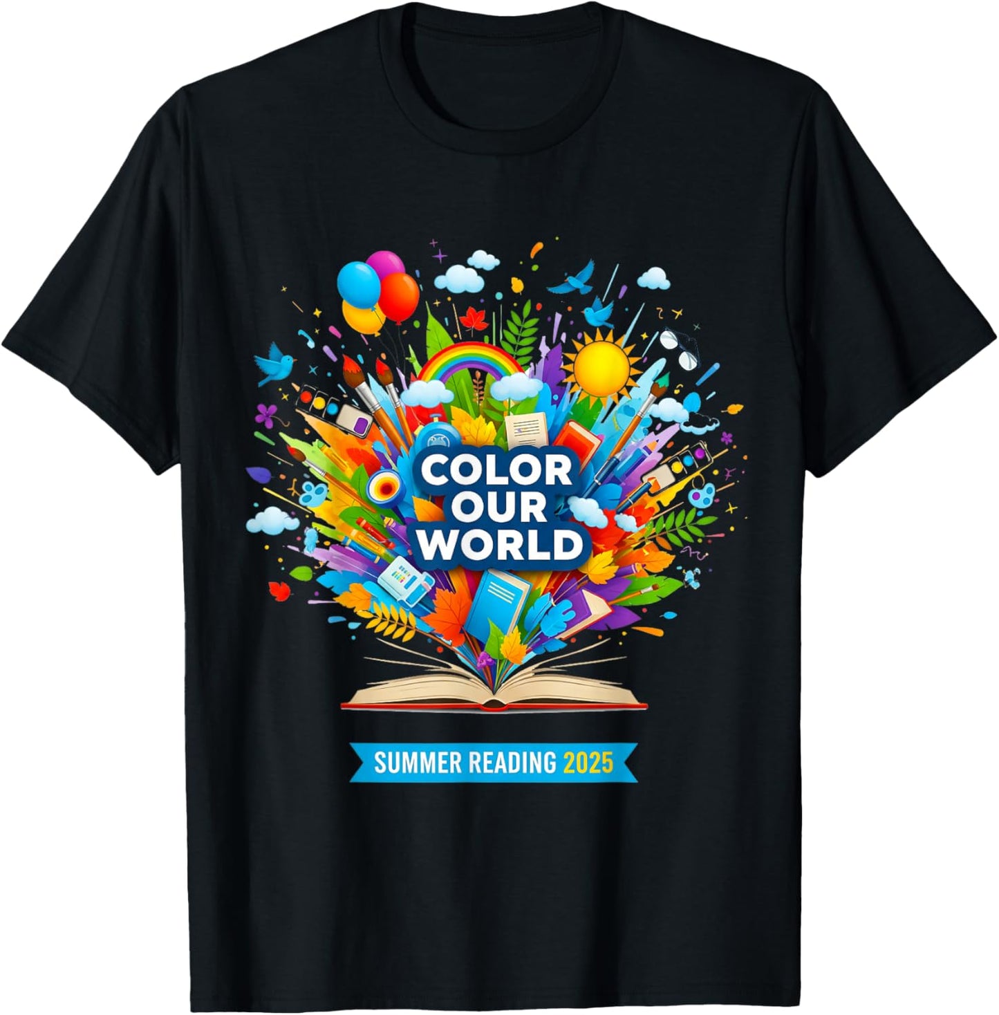 Color Our World Summer Reading 2025 Boho Wildflower Book T-Shirt