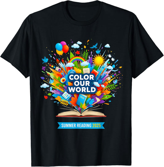 Color Our World Summer Reading 2025 Boho Wildflower Book T-Shirt