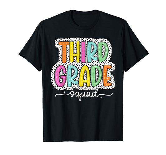 3rd Third Grade Squad Back to School Dalmatian Dots T-Shirt
