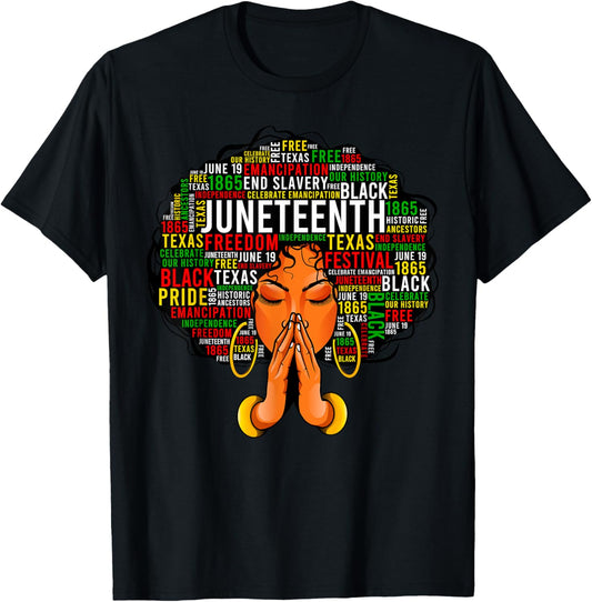 Juneteenth Melanin Black Women Natural Hair Graphic T-Shirt