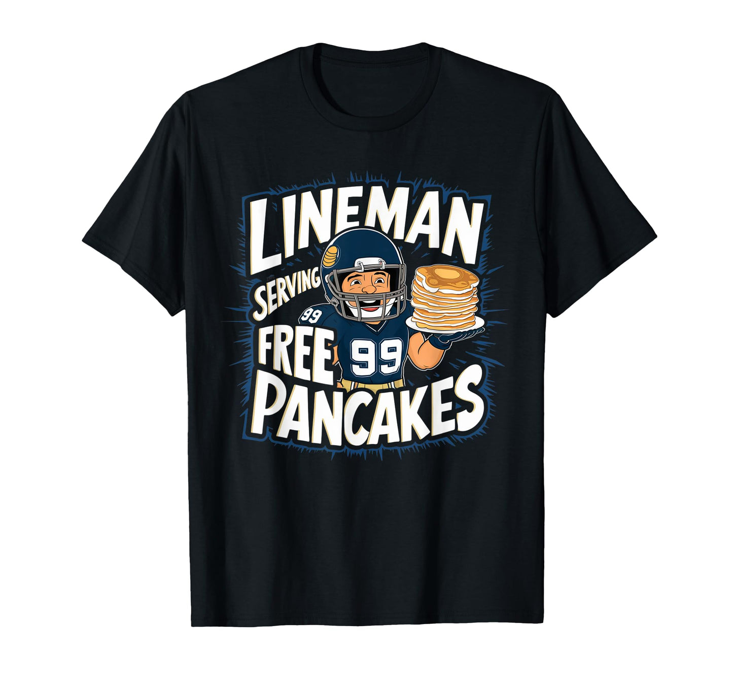 Funny Lineman Serving Pancakes Football OL DL T-Shirt
