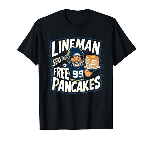 Funny Lineman Serving Pancakes Football OL DL T-Shirt