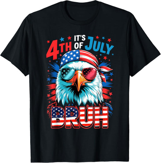 Bruh 4Th of July Funny Boys Kids Patriotic Eagle Fourth July T-Shirt