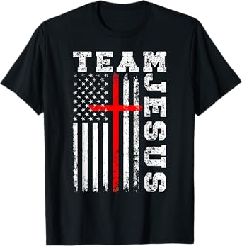 Team Jesus Cross And US Flag T-Shirt