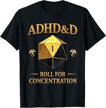 Vintage ADHD&D Roll For Concentration T-Shirt