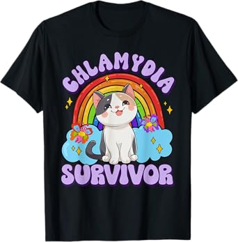 Chlamydia Survivor Cat Meme Funny Shirts for Men Adult Humor T-Shirt