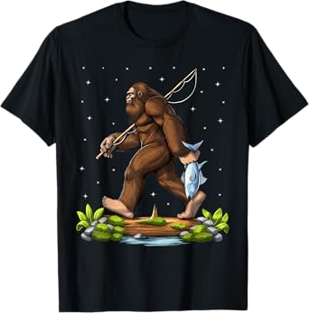 Bigfoot Fishing Cryptid Cryptozoology T-Shirt