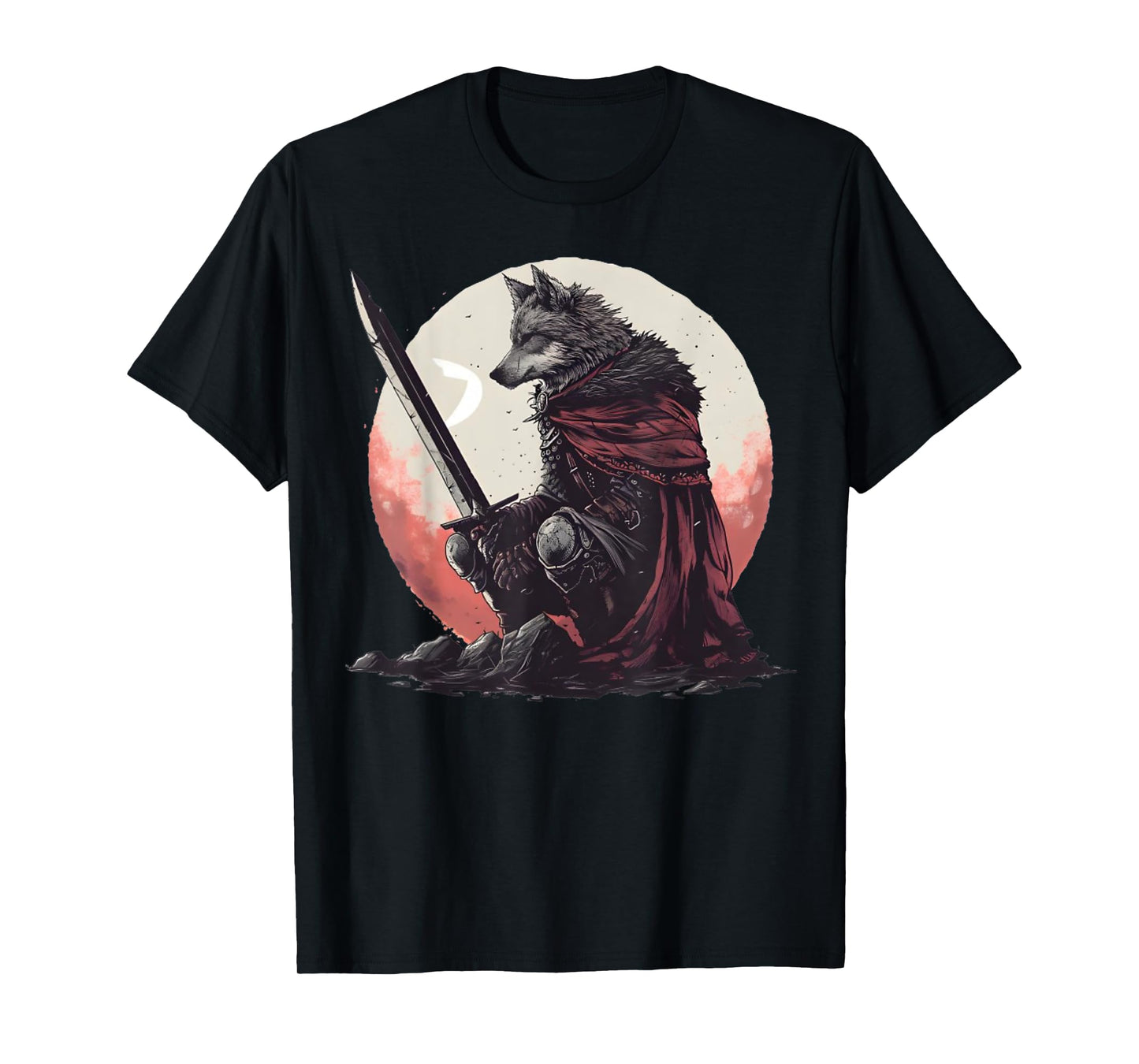 Majestic Sad Wolf Artwork - Wolf Sword T-Shirt