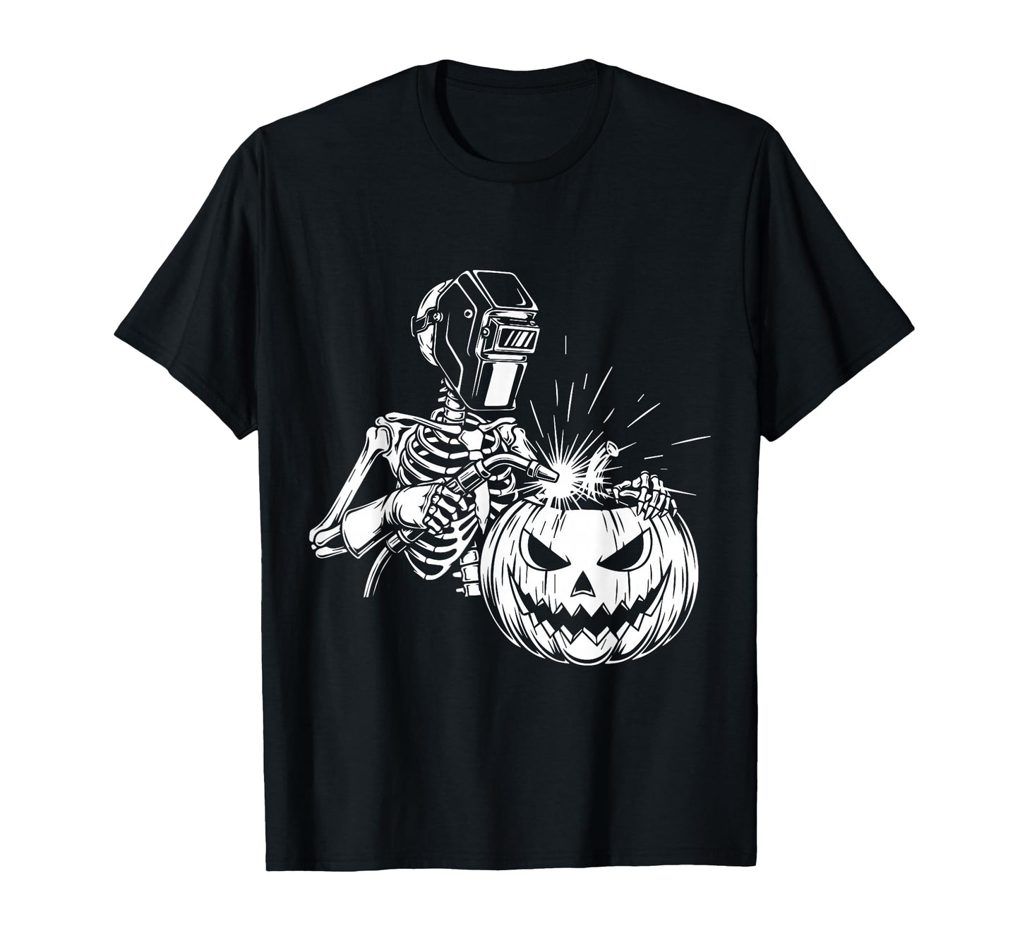 Funny Skeleton Welding Halloween Welder Pumpkin Carving T-Shirt
