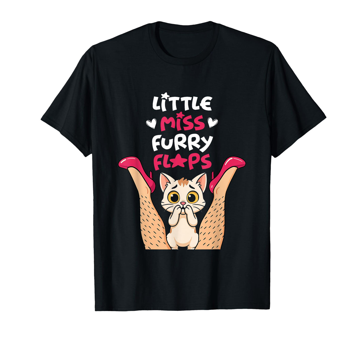 Funny Cat Little-Miss Furry Flaps Inappropriate Adult Joke T-Shirt