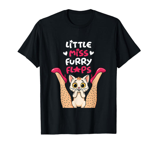 Funny Cat Little-Miss Furry Flaps Inappropriate Adult Joke T-Shirt
