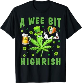Funny St Patricks Day Weed Cannabis Beer Drinking Shamrocks T-Shirt