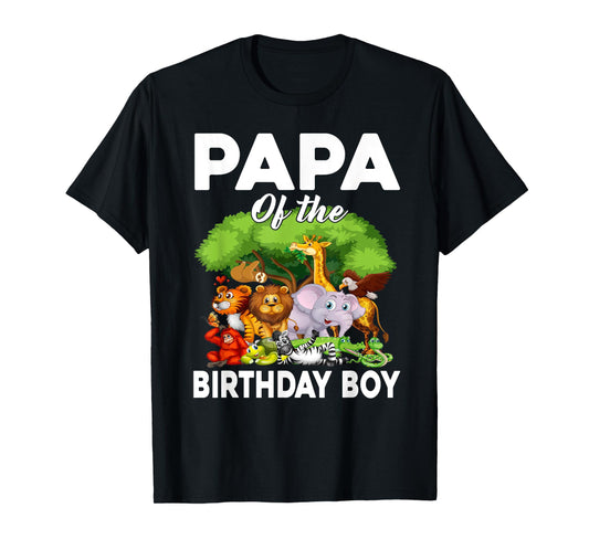 Papa of the Birthday Boy Zoo Animals Bday Safari Wildlife T-Shirt
