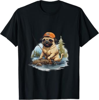 Reel cool Pug Dad Fishing, Funny Pug Fishing T-Shirt