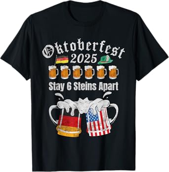 Oktoberfest 2025 6 Stein Apart Beer October Funny Drinking T-Shirt