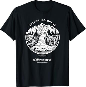 Coors Classic Golden Colorado Circle Waterfall Design T-Shirt