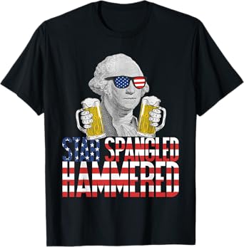 Star Spangled Hammered George Washington Beer Lover T-Shirt