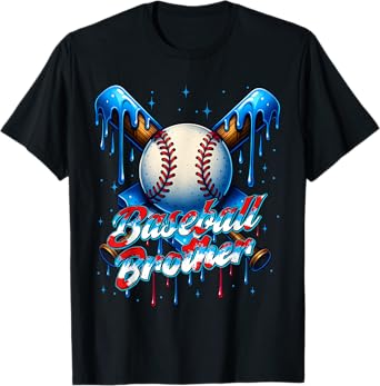 Baseball Drip Brother Day Birthday Group Matching Family T-Shirt