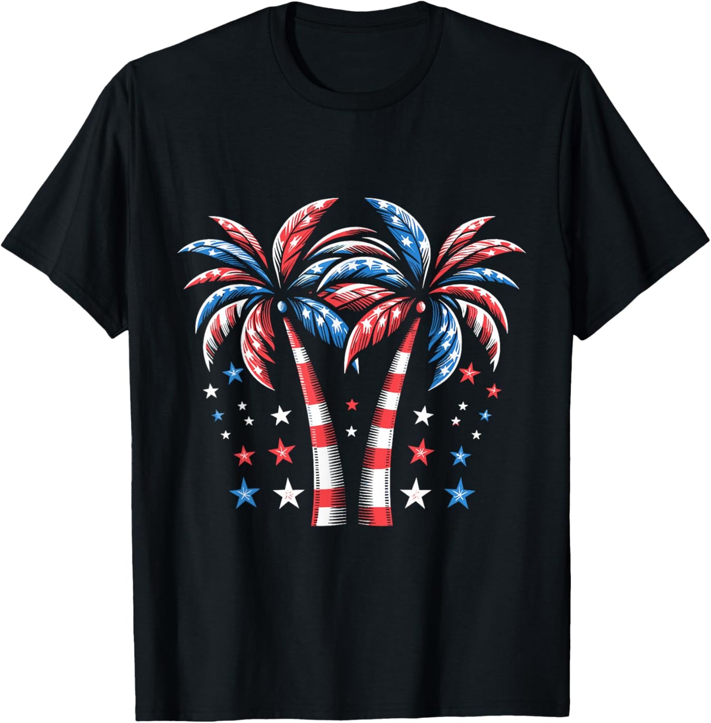 Patriotic American Palm Trees Usa Flag Summer 4th Of July T-shirt